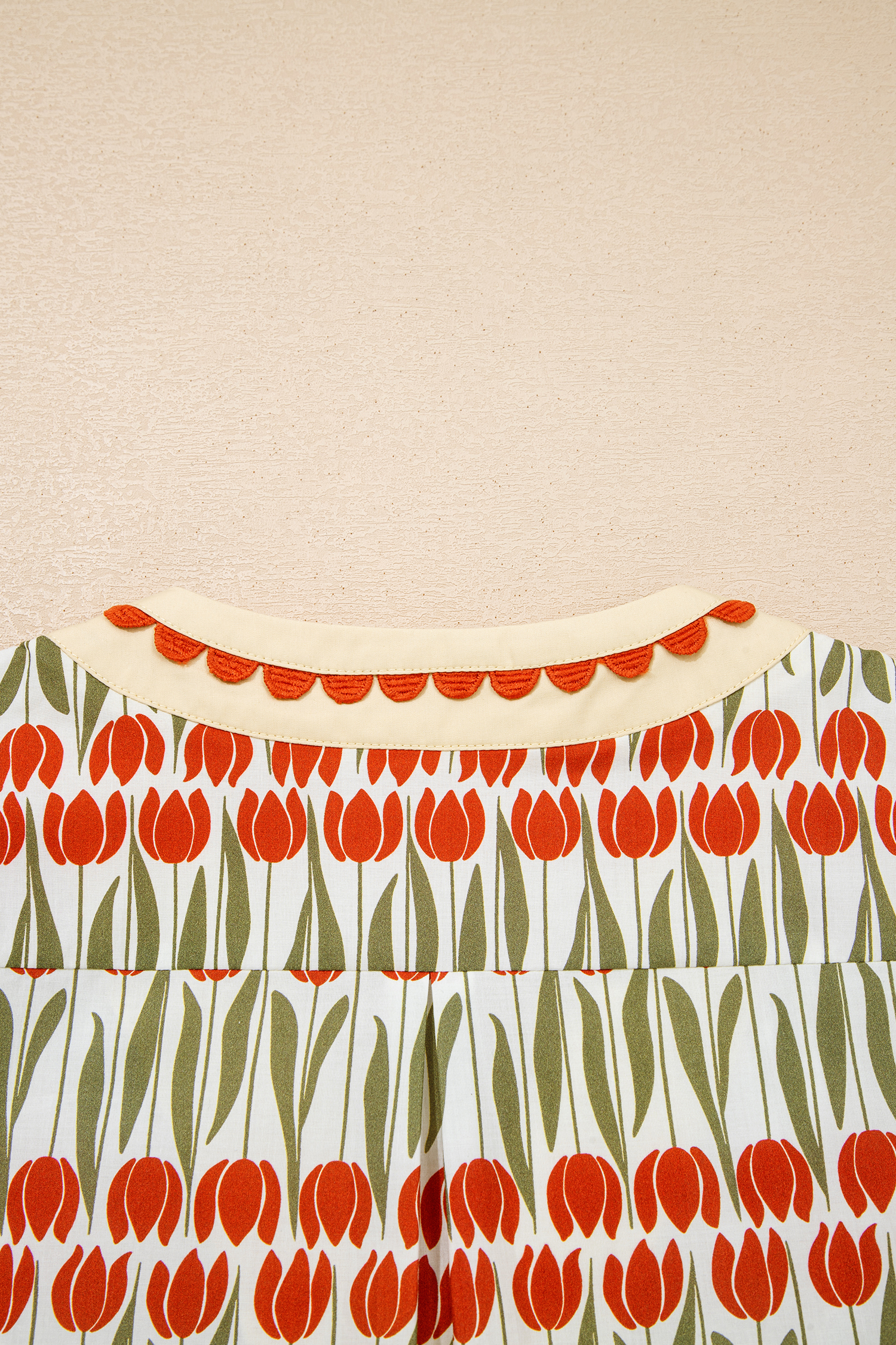 White Tulip Floral Print Cotton Puff Short Sleeve Mini Dress - Image 8