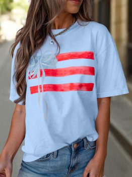 Myosotis Flag Bow Graphic Crewneck Tee