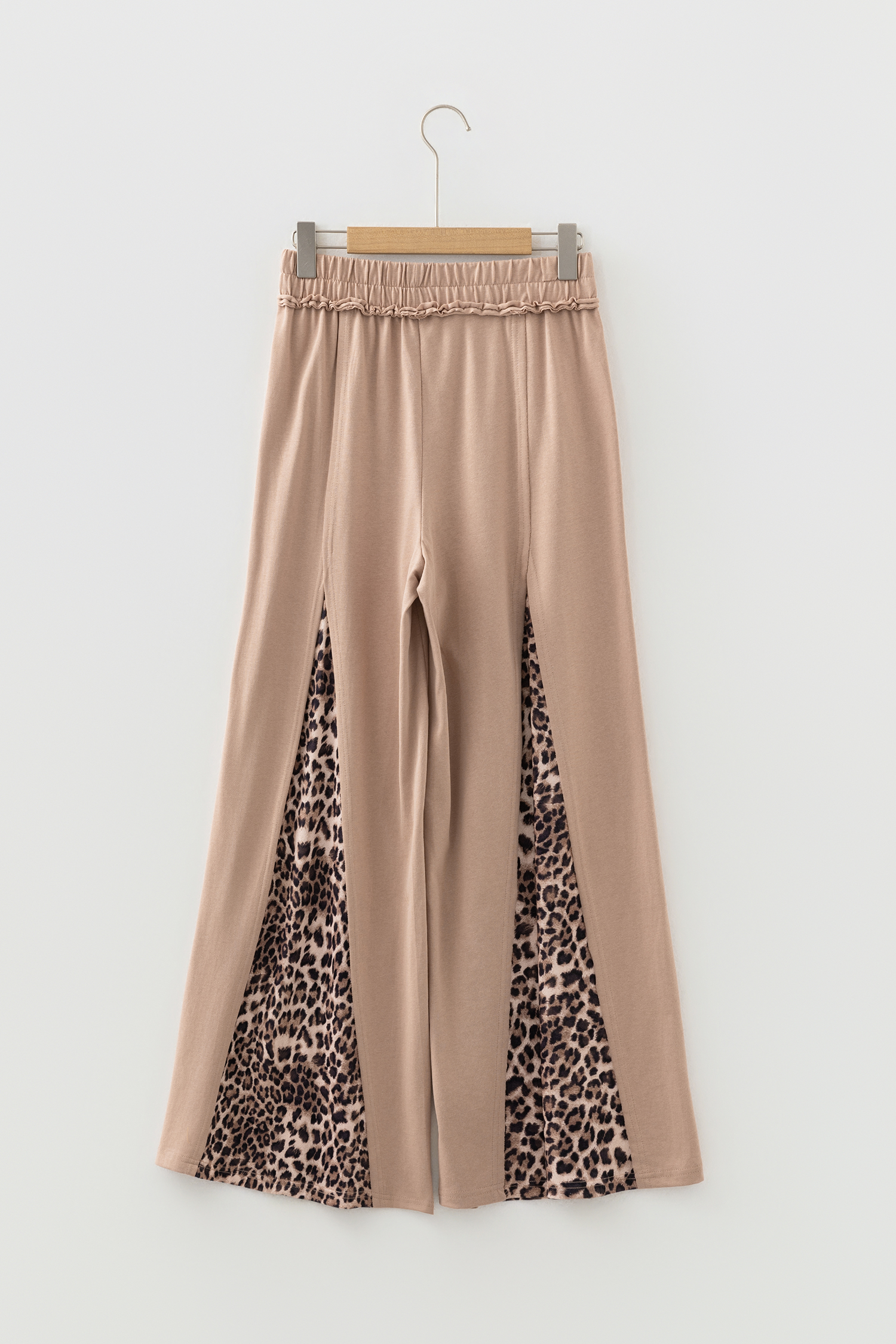 Straw Yellow Mineral Wash Leopard Patchwork Wide Leg Pants - Image 6