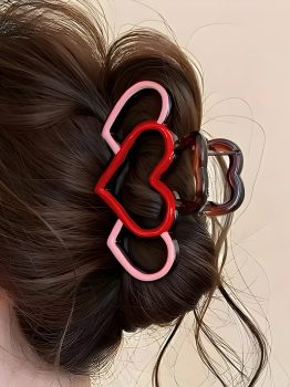 Bonbon Hollowed Heart Design Color Contrasted Acrylic Hair Claw Clip