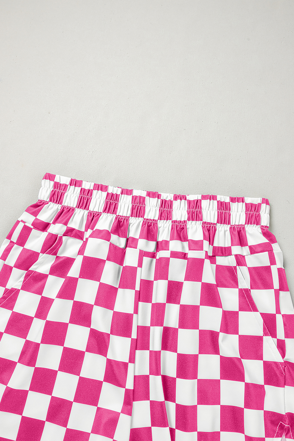 Rose Checkered Print High Waist Casual Shorts - Image 7