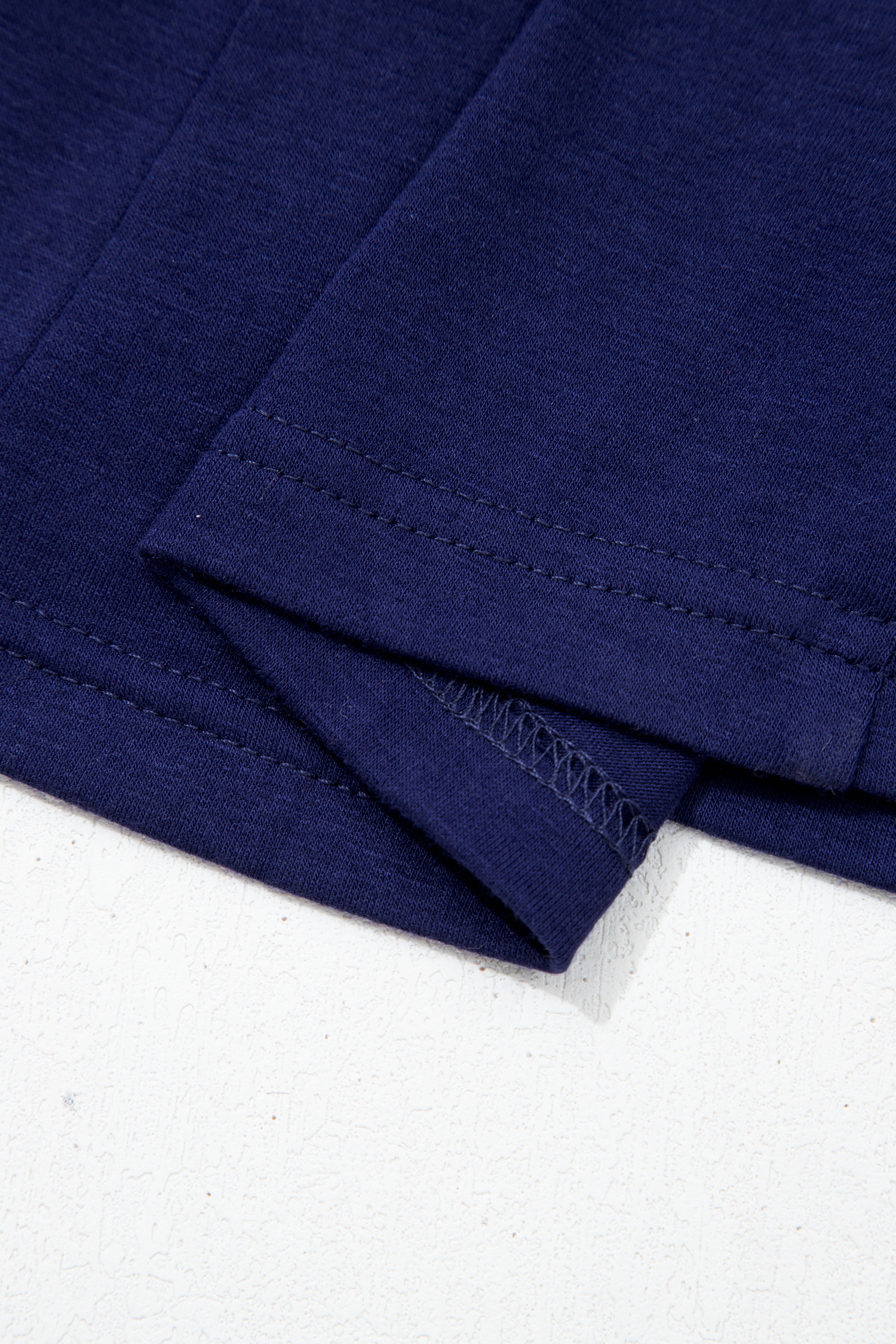 Navy Blue Plus Size Solid Color Lace Short Sleeve Pleated Swing Dress - Image 8