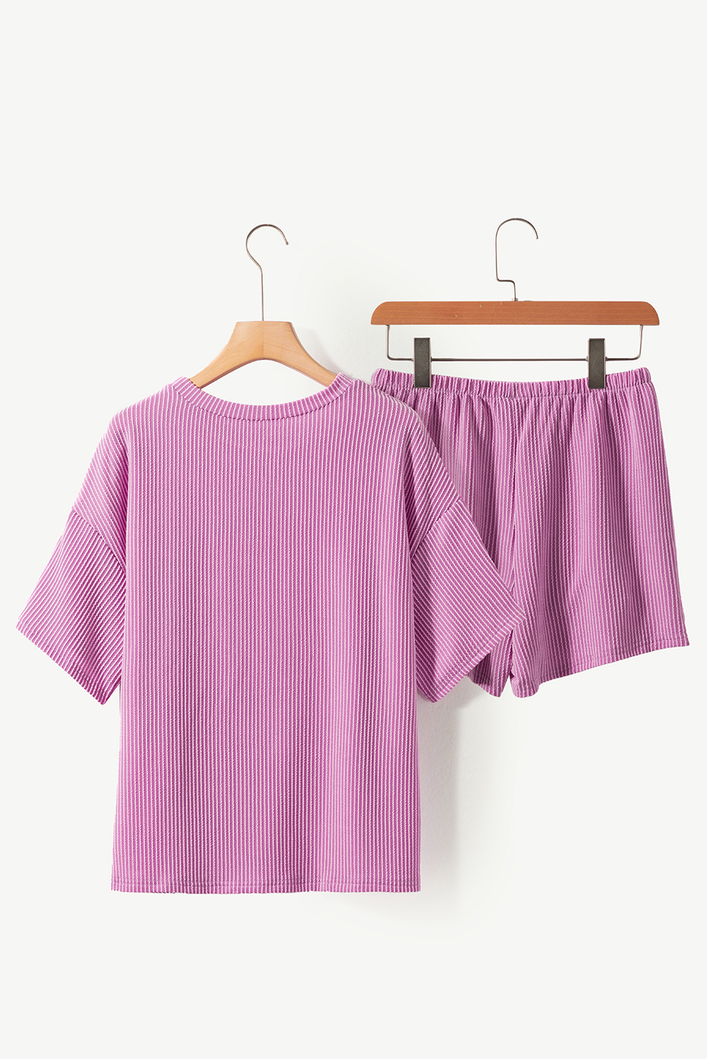 Phalaenopsis Ribbed Textured Knit Loose Fit Tee and Shorts Set - Image 8