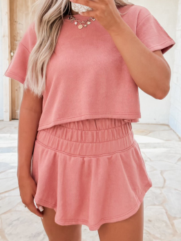 Blossom 2pcs Cropped Tee and Ruffle High Waist Skort Set