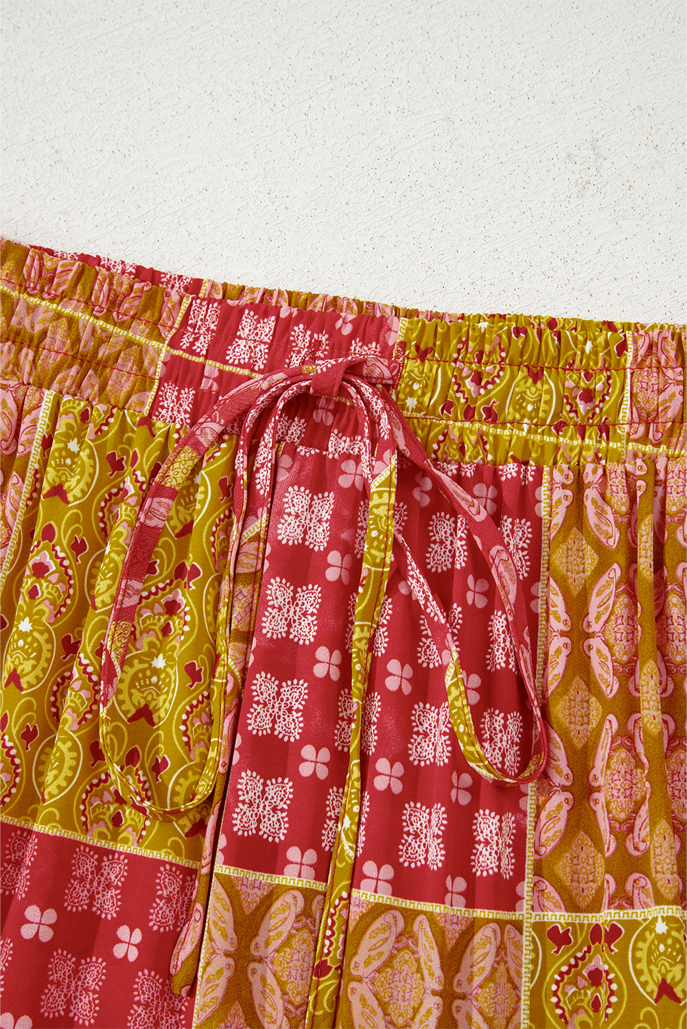 Orange Tiered Paisley Print Pocketed Maxi Skirt - Image 8