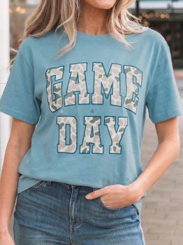 Stone Blue Camo GAME DAY Graphic T Shirt