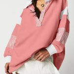 Casual Striped Colorblock Patchwork Collar Sweatshirt