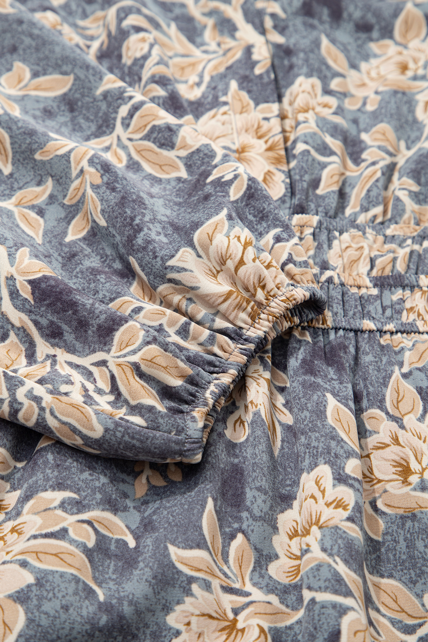 Sky Blue Floral Print Smocked High Waist Long Sleeve Maxi Dress - Image 8