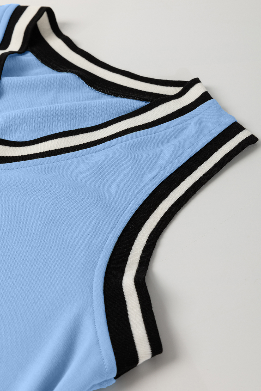 Myosotis Color Contrast Trim V Neck Shift Sleeveless Mini Dress - Image 8