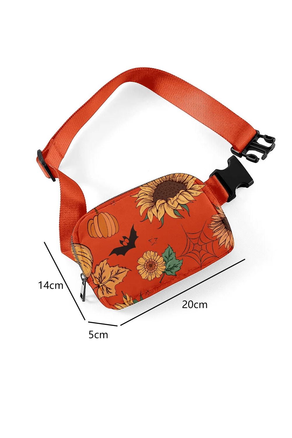Orange Pumpkin Sunflower Halloween Graphic Crossbody Bag - Image 6