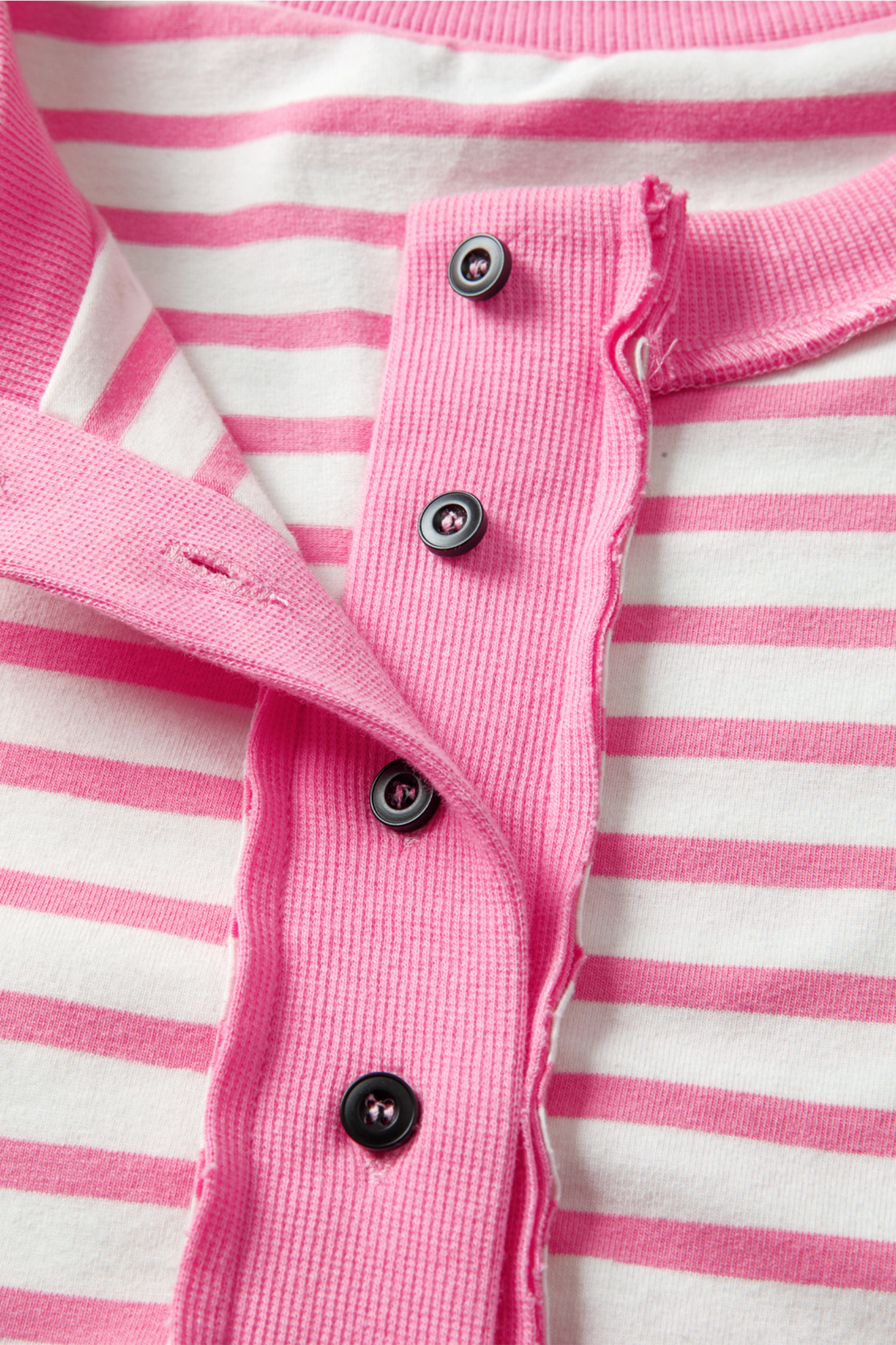 Pink Stripe Half Placket High Low Short Sleeve Top - Image 8