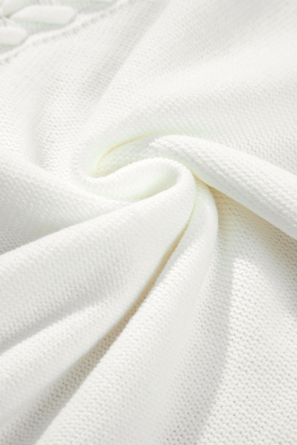 White Woven Tasseled Sleeveless Mock Neck Sweater Vest - Image 6