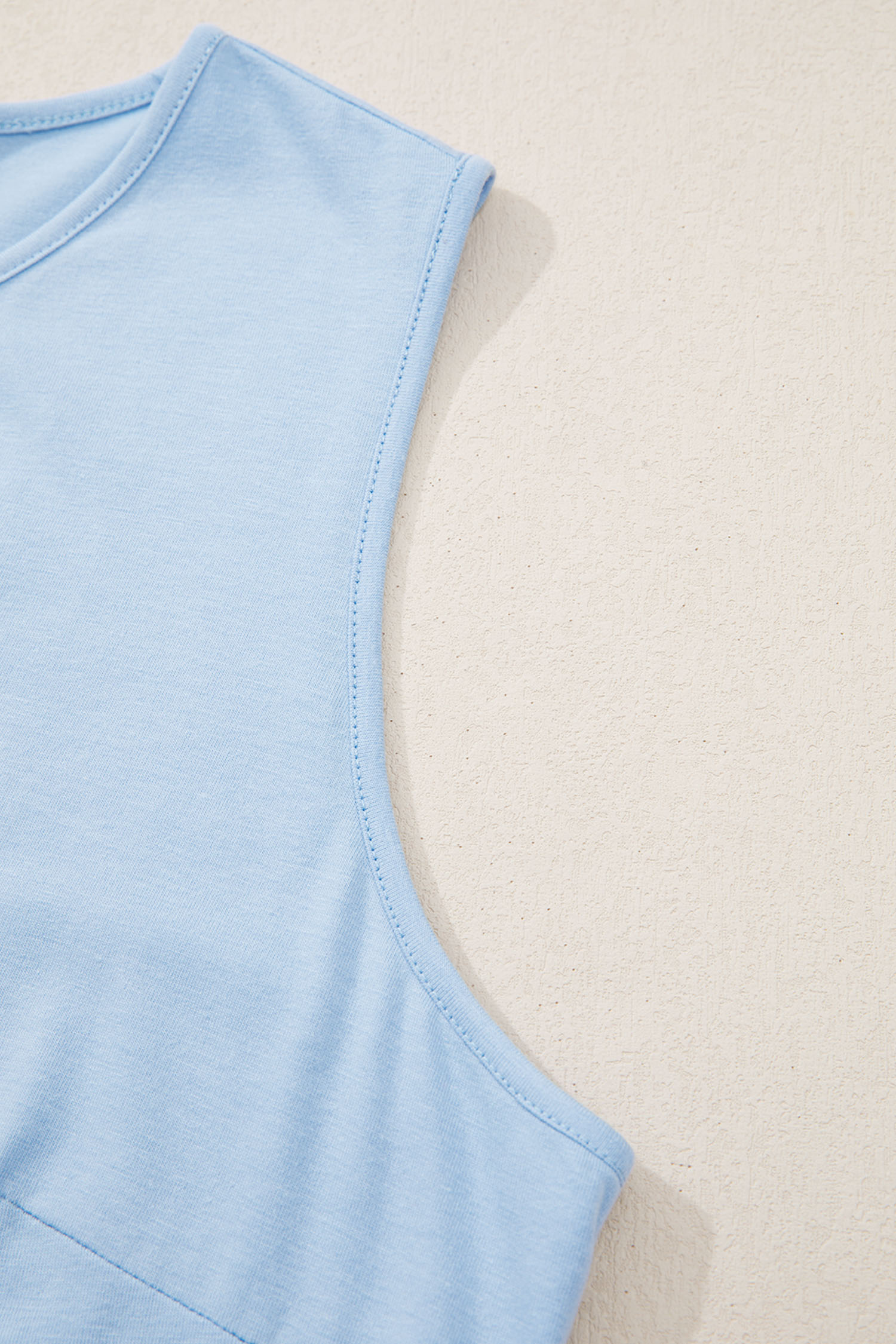 Beau Blue Plus Size Solid Color Bow Tie Peplum Tank Top - Image 8