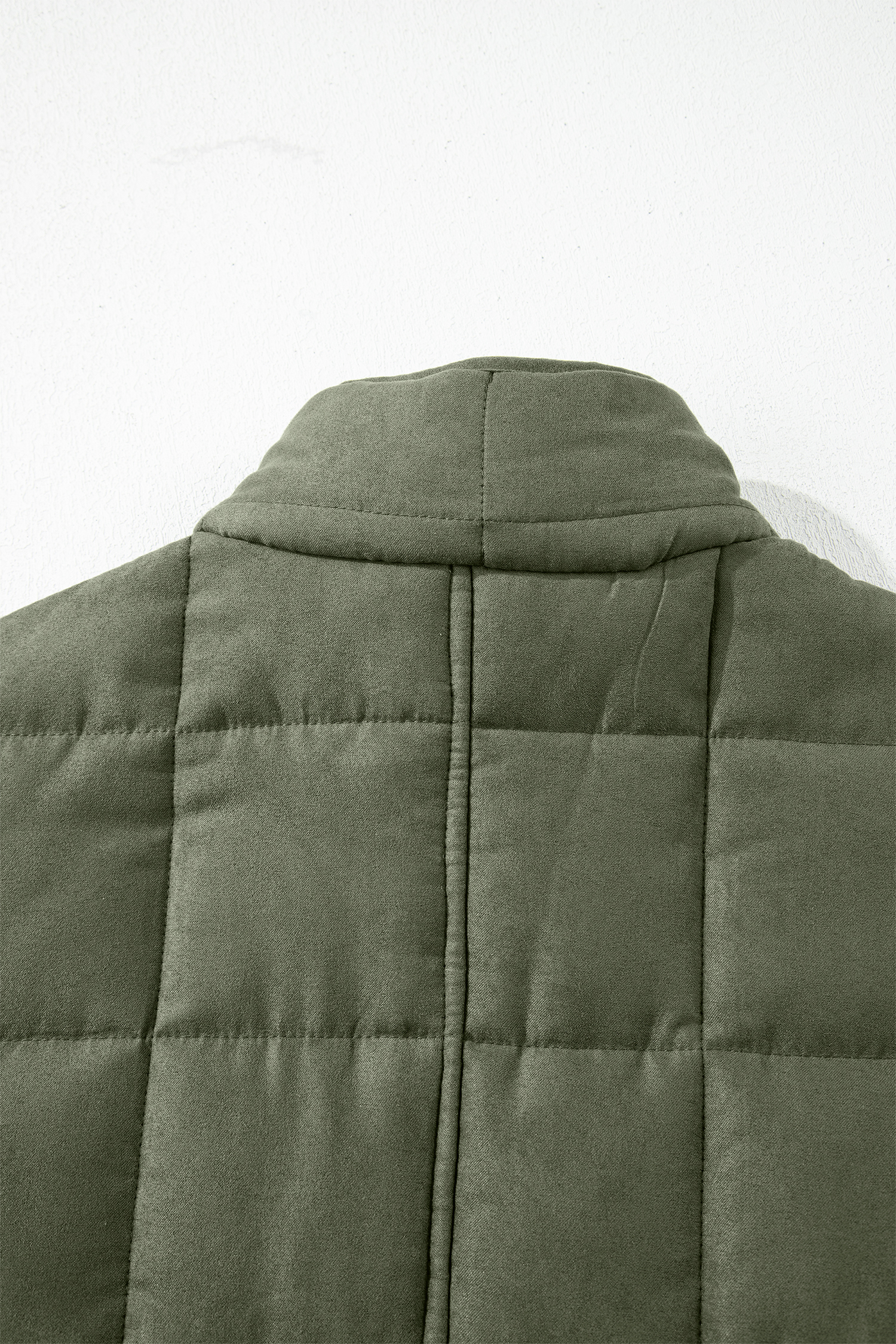 Green Zip-Up Pocket Quilted Jacket - Image 8