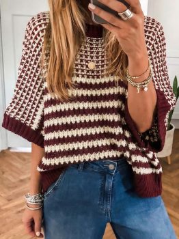 Red 3/4 Draped Sleeve Slouchy Sweater