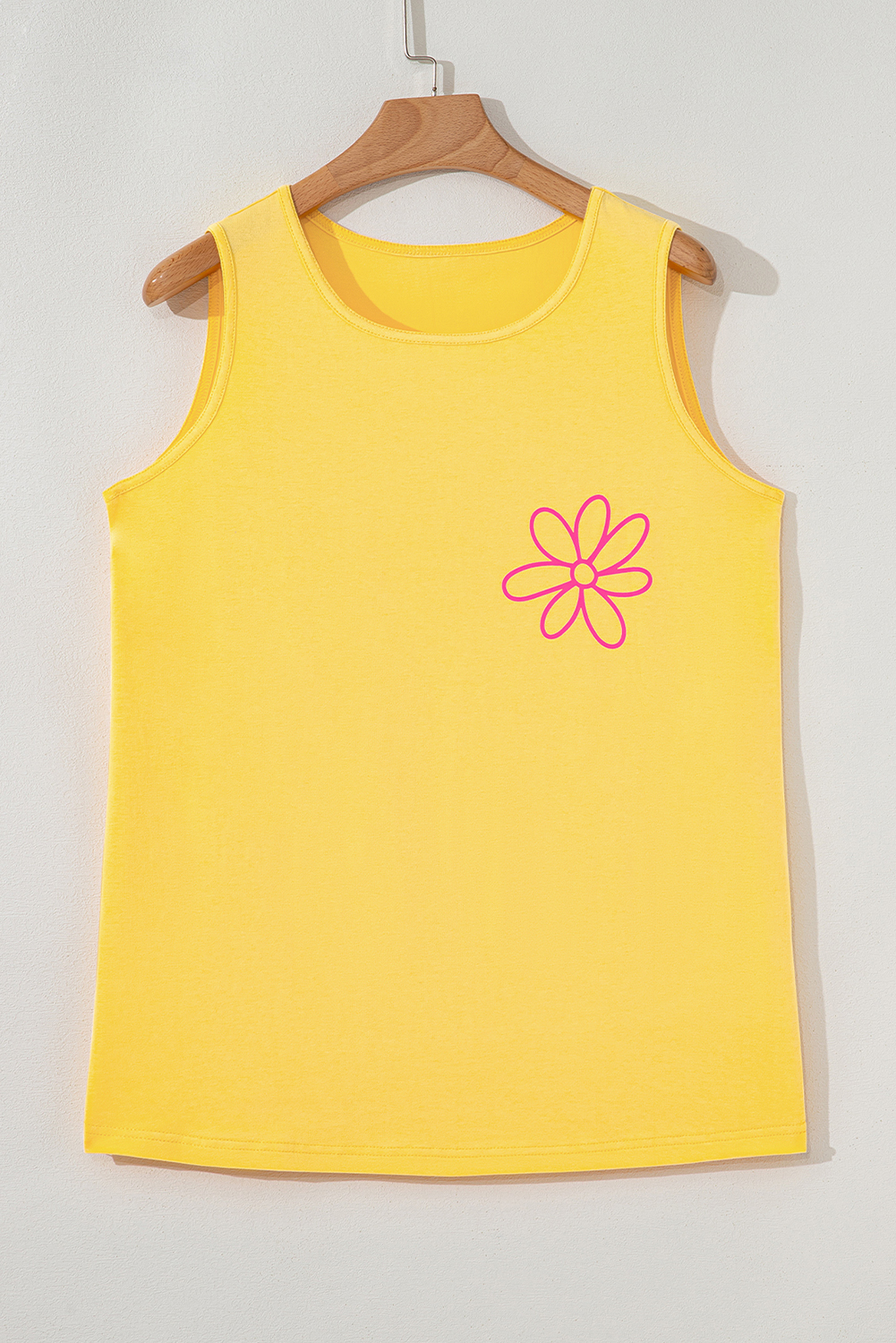 Yellow Cream Flower Graphic Casual Tank Top - Image 5