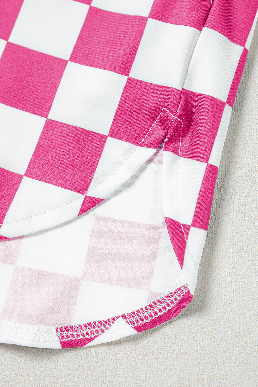Rose Checkered Print High Waist Casual Shorts - Image 6