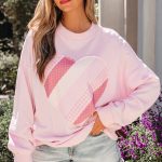 Light Pink Sweetheart Patchwork Oversize Sweatshirt