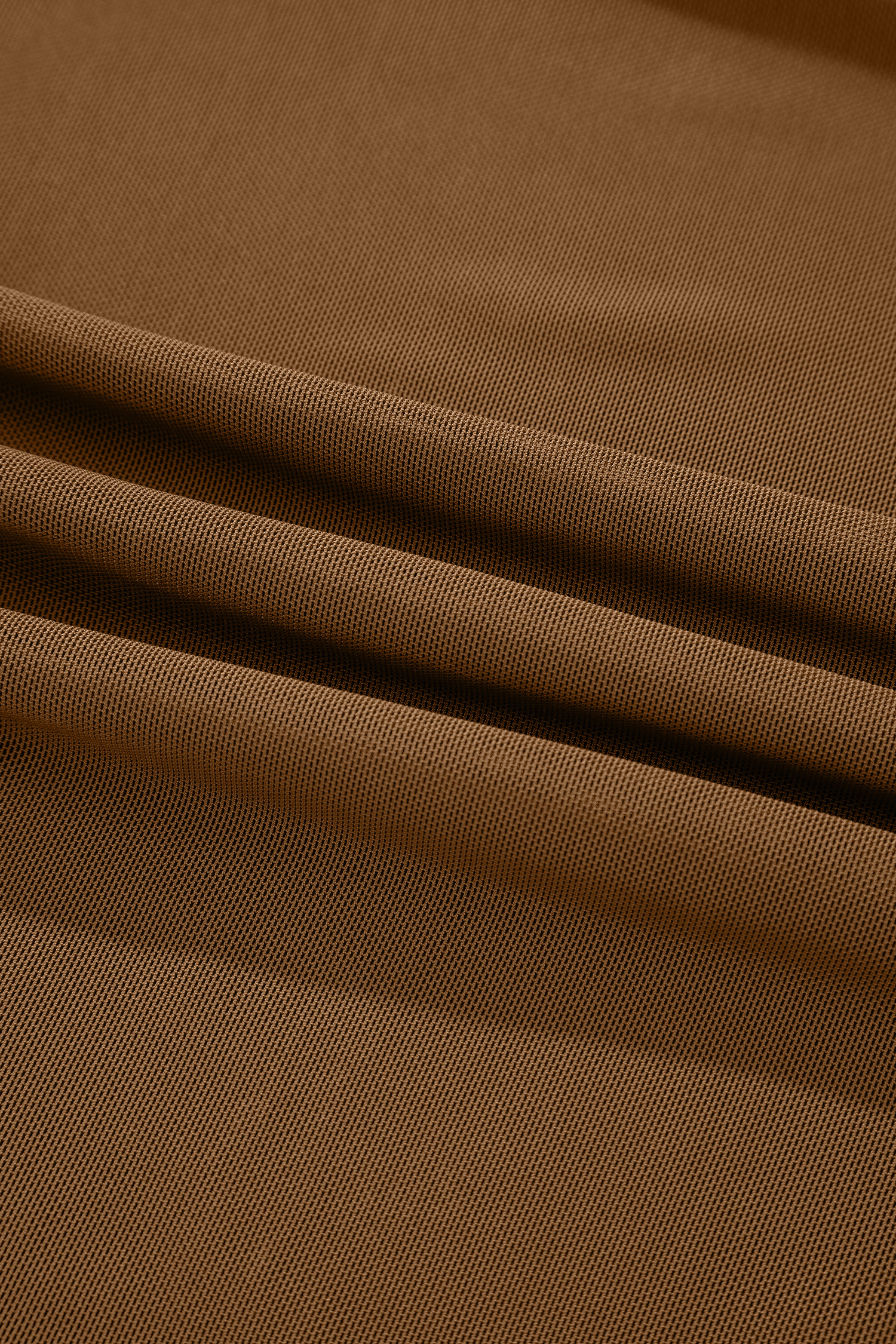 Coffee Sheer Mesh Patchwork High Neck Long Sleeve Top - Image 7