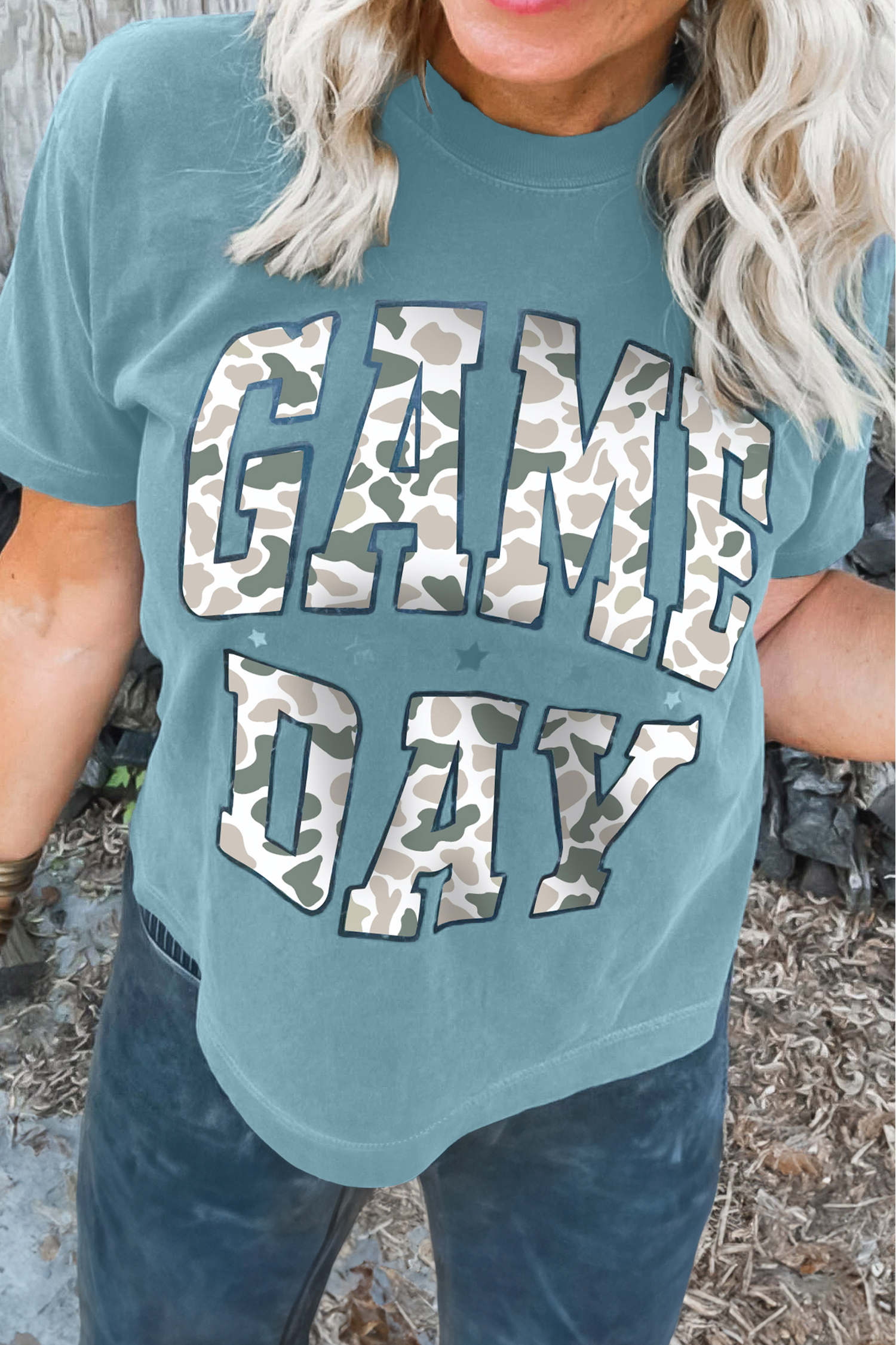 Stone Blue Camo GAME DAY Graphic T Shirt - Image 4