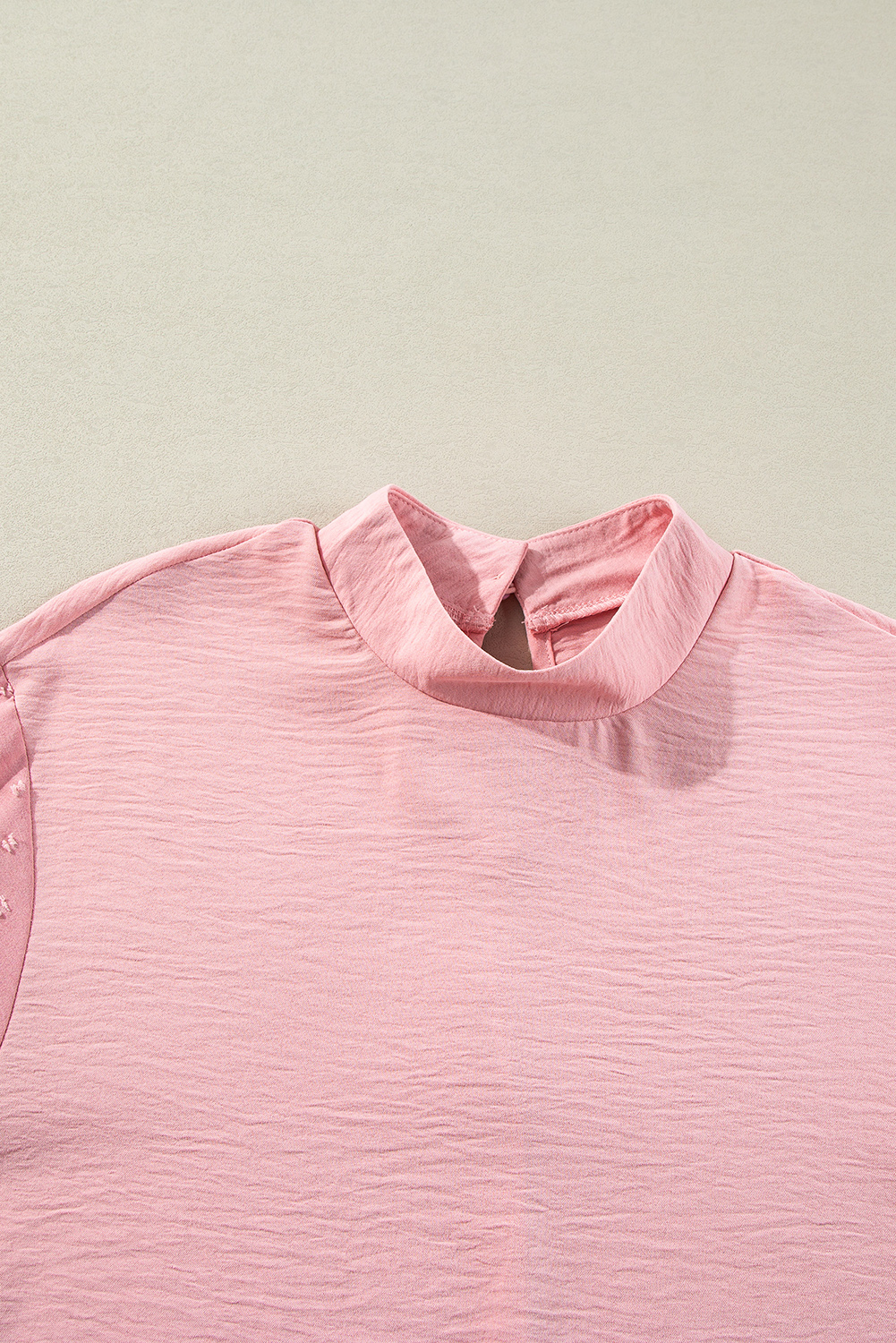 Gossamer Pink Swiss Dot Balloon Sleeve Loose Blouse - Image 6