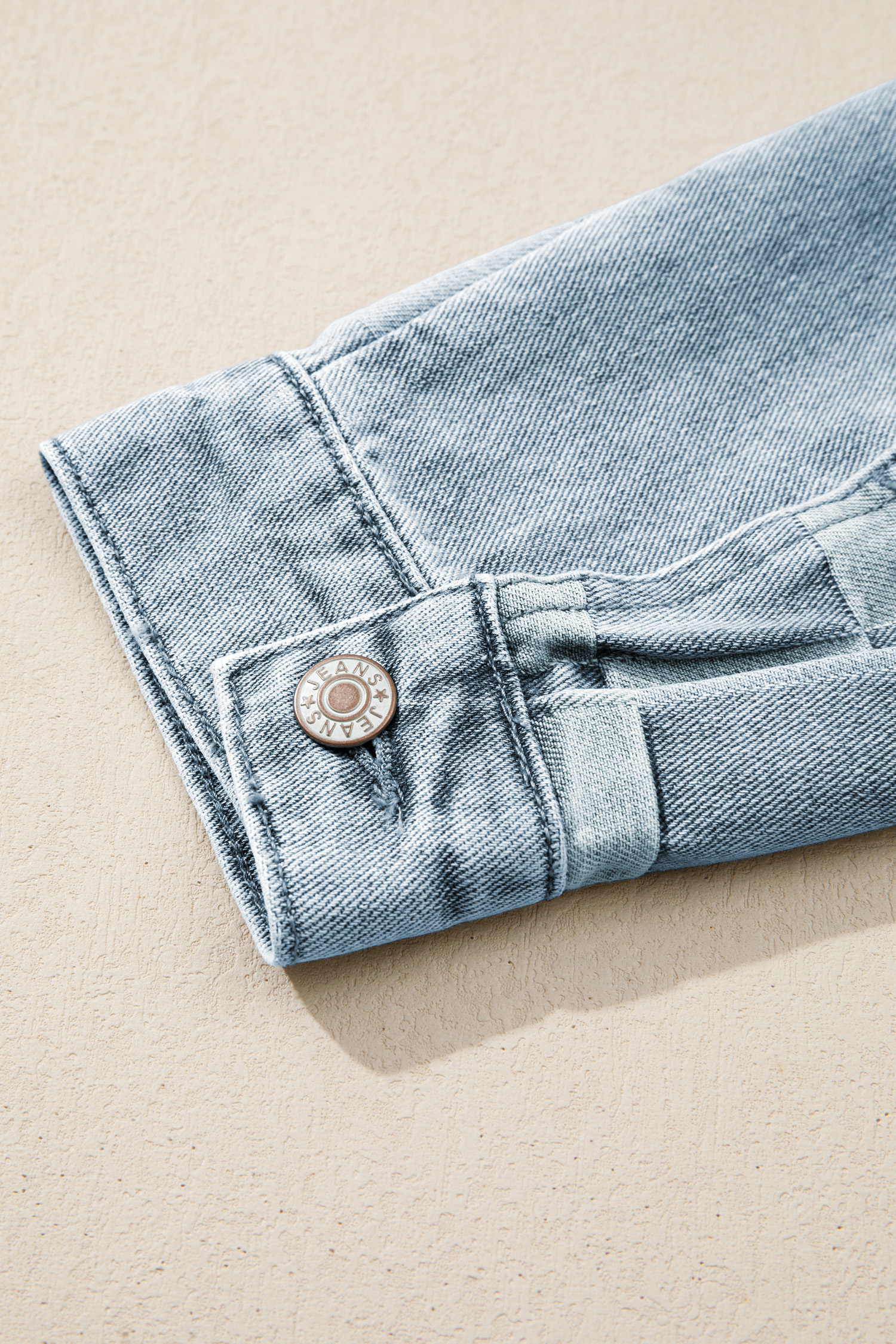 Beau Blue Denim Checkered Pattern Patchwork Womens Casual Jacket - Image 6