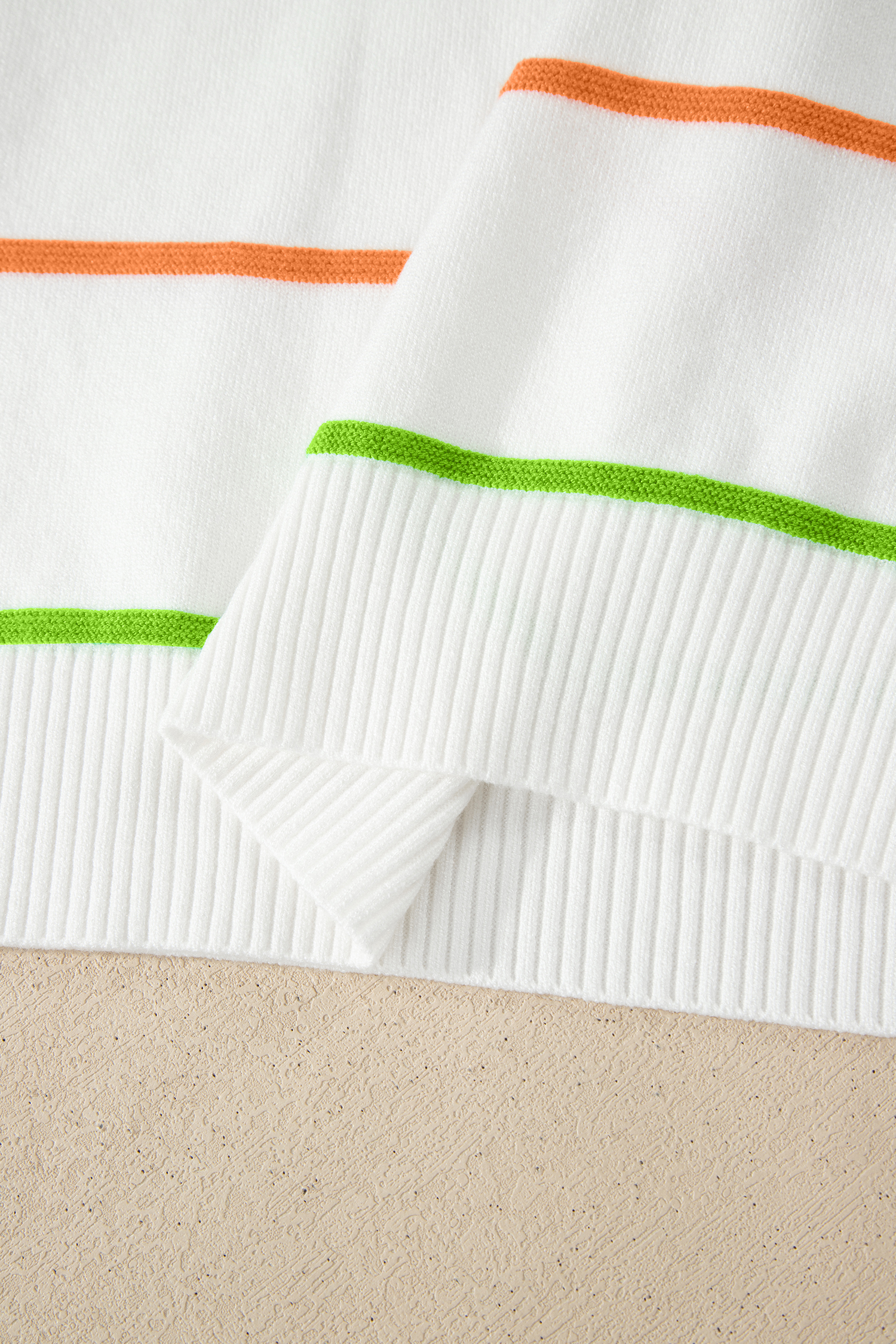 White Stripe Round Neck Knitted Sweater Tank - Image 4